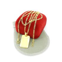 Corrente Masculina 80Cm 2Mm Placa 25Mm Folheada Ouro Cr1674