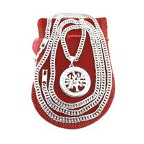 Corrente Masculina 80cm 4mm Arvore Vida Folheada Prata CR293