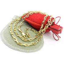 Corrente Masculina 80cm 4mm Largura Folheado Ouro Cr599