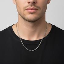 Corrente Masculina Aço Cirúrgico Veneziana Fina - Colar Prateado Resistente à Oxidação