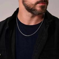 Corrente masculina aço inoxidável cordão elo português não perde a cor/ colar masculino prata