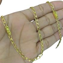 Corrente Masculina Banhada a Ouro 24k Cordão 3,5mm 70cm Pulseira Grumet