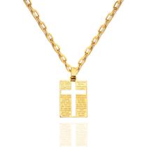 Corrente Masculina Cadeado + Pingente Placa Oração Ouro 18k 60 cm Corrente Masculina Cadeado + Pingente Placa Oração Ouro 18k 60 cm
