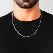 Corrente masculina colar elo fígaro aço inox prata/ cordão masculino/ Presente para homem