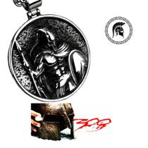 Corrente Masculina Com Pingente Medalhão Espartano Gladiador Dupla Face Aço Inox 316l Corrente Masculina Com Pingente Medalhão Espartano Gladiador Dupla Face Aço Inox 316l