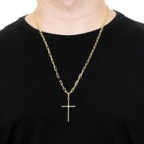 Corrente Masculina Cordão 60cm 3,5mm Crucifixo Tudo Folheado Ouro