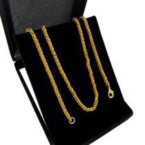 Corrente Masculina Cordão Trigo Corda 70cm Banhada Ouro 18k