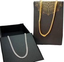 Corrente masculina de prata 925 groumet 70cm 4mm ks8 com caixinha