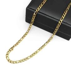 Corrente masculina dourada banhada figaro 3x1 aço inox Corrente masculina dourada banhada figaro 3x1 aço inox