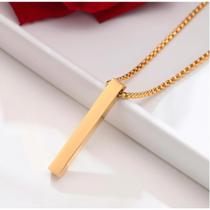 Corrente Masculina Dourado Pingente Pendulo Palito Cordão Em Aço Inox Retângulo Antialérgico Corrente Masculina Dourado Pingente Pendulo Palito Cordão Em Aço Inox Retângulo Antialérgico