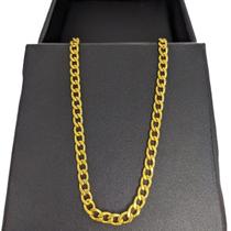 Corrente masculina em aço inoxidável 4mm banhada a ouro 18k colar cordão groumet 70cm com caixinha CBDG85