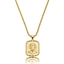 Corrente Masculina Face Jesus Banho Ouro18k Cord Baiano 70cm