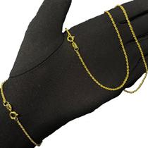 Corrente Masculina Fina Banhada a Ouro 24k Cordão Baiano 70cm Pulseira Fininha