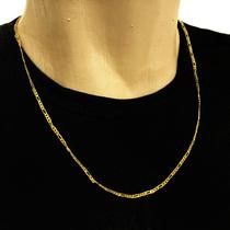 Corrente Masculina Grumet 3x1 Cordão 60cm Banhada Ouro 18k