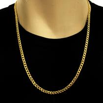 Corrente Masculina Grumet 4mm Cordão 60cm Banhado Ouro 18k