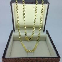 Corrente masculina grumet curta 60cm 3mm com pingente cruz banhada a ouro 18k