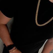 Corrente Masculina Grumet Dupla Larga Banho Ouro 18k 70cm Corrente Masculina Grumet Dupla Larga Banho Ouro 18k 70cm