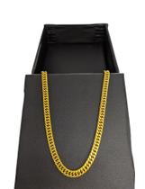 Corrente masculina inox banhada a ouro dourada 60cm 4mm groumet duplo colar gargantilhaCAIE91