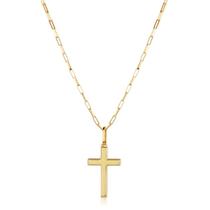 Corrente Masculina Maciça 60cm + Pingente Cruz Ouro 18k