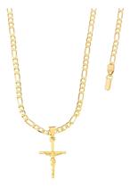 Corrente Masculina Modelo 3X1 Banhada Ouro 18k Pingente Cruz Corrente Masculina Modelo 3X1 Banhada Ouro 18k Pingente Cruz