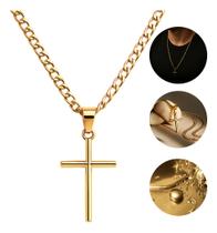 Corrente Masculina Ouro 750 + Pingente Cruz