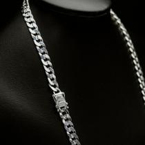 Corrente Masculina Prata Grume 10mm 70cm mista gravação 925 Cordâo