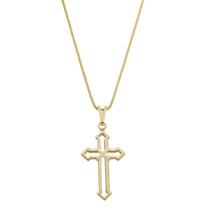 Corrente masculina veneziana 1mm 60cm pingente cruz vazada - Banhado em ouro 18k Corrente masculina veneziana 1mm 60cm pingente cruz vazada - Banhado em ouro 18k