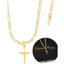 Corrente Masculino Banhado Ouro 18k Cordão Ping Jesus Cristo