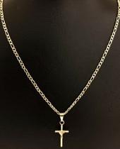 Corrente Masculino Folheada A Ouro 18k Cordão 2mm 60cm + Pingente Cruz Corrente Masculino Folheada A Ouro 18k Cordão 2mm 60cm + Pingente Cruz