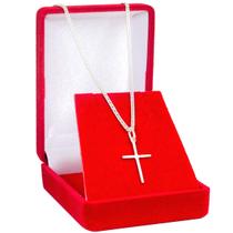 Corrente Masculino Prata 925 Grumet Dupla 70cm Corrente Crucifixo