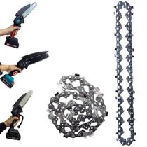 Corrente Mini Motosserra Eletrica Kit 2 Serra Serrilha 18 Dentes 6 Polegadas Obra Reposiçao Peça Ferramenta Jardinagem