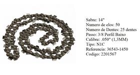 Corrente Motosserra Sabre 14 25 dentes - Kawashima 2201567 Corrente Motosserra Sabre 14 25 dentes - Kawashima 2201567