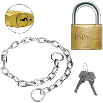 Corrente Para Cadeado 41Cm Zincado + Cadeado 25Mm Com Chave