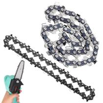 Corrente Para Mini Motosserra Reposiçao 14 Dentes Metal Kit 2 Uni Resistente 4 Polegadas Corta Serra Serrinha Obra Jardim Carpintaria Multiuso