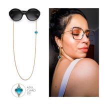 Corrente para óculos Trevo Azul Turquesa Femi Hearts