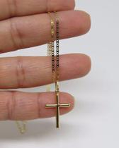 Corrente Piastrine 60cm 1.4mm 1.9g Pingente Crucifixo Ouro18k 750 - DR Joias