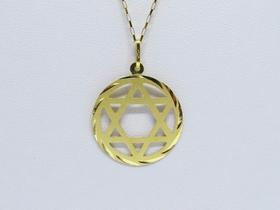 Corrente Piastrine 70cm + Estrela De Davi Em Ouro 18k 750 Corrente Piastrine 70cm + Estrela De Davi Em Ouro 18k 750