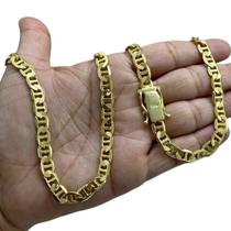 Corrente Piastrine 7mm Fecho 750 Luxo Banhado a Ouro 18k