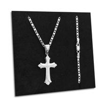 Corrente Piastrine com Crucifixo Prata 925 Legítima Original Tamanho:70cm Corrente Piastrine com Crucifixo Prata 925 Legítima Original Tamanho:70cm