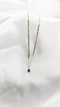 Corrente Piastrine e Pingente Zircônia Azul 3mm Ouro 18k Corrente Piastrine e Pingente Zircônia Azul 3mm Ouro 18k