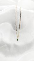 Corrente Piastrine e Pingente Zircônia Verde 3mm Ouro 18k Corrente Piastrine e Pingente Zircônia Verde 3mm Ouro 18k