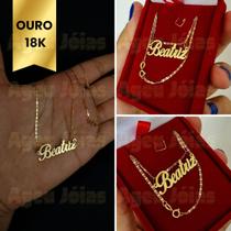 Corrente Piastrine Ouro 18k com Pingente Nome Ouro Feminina