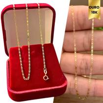Corrente Piastrine Ouro 18k Feminina Masculina Maciço Cordão Colar Ouro