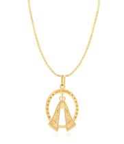 Corrente Piastrine+ Pingente Nossa Senhora Ouro 18k Maria