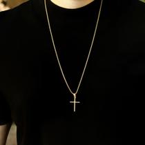 Corrente Pingente Cruz Palito Banhados a ouro 18k Cordão Masculino e Crucifixo Corrente Pingente Cruz Palito Banhados a ouro 18k Cordão Masculino e Crucifixo