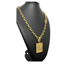 Corrente + Pingente Letras 8mm Cadeado camadas grossas