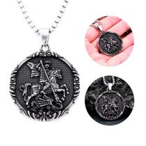 Corrente Pingente Medalha São Jorge Grande Aço Cirúrgico Colar Masculino Santo Proteção Corrente Pingente Medalha São Jorge Grande Aço Cirúrgico Colar Masculino Santo Proteção