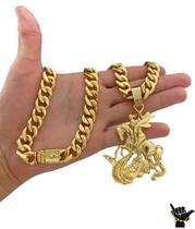 Corrente Pitbull 13Mm + Pingente São Jorge - Banhado A Ouro