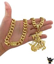 Corrente PitBull 13mm + Pingente São Jorge - Banhado a Ouro