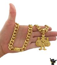 Corrente Pitbull 13Mm + Pingente Tio Patinhas Banhado A Ouro